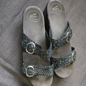 Dansko Speckled Black and White Sandals